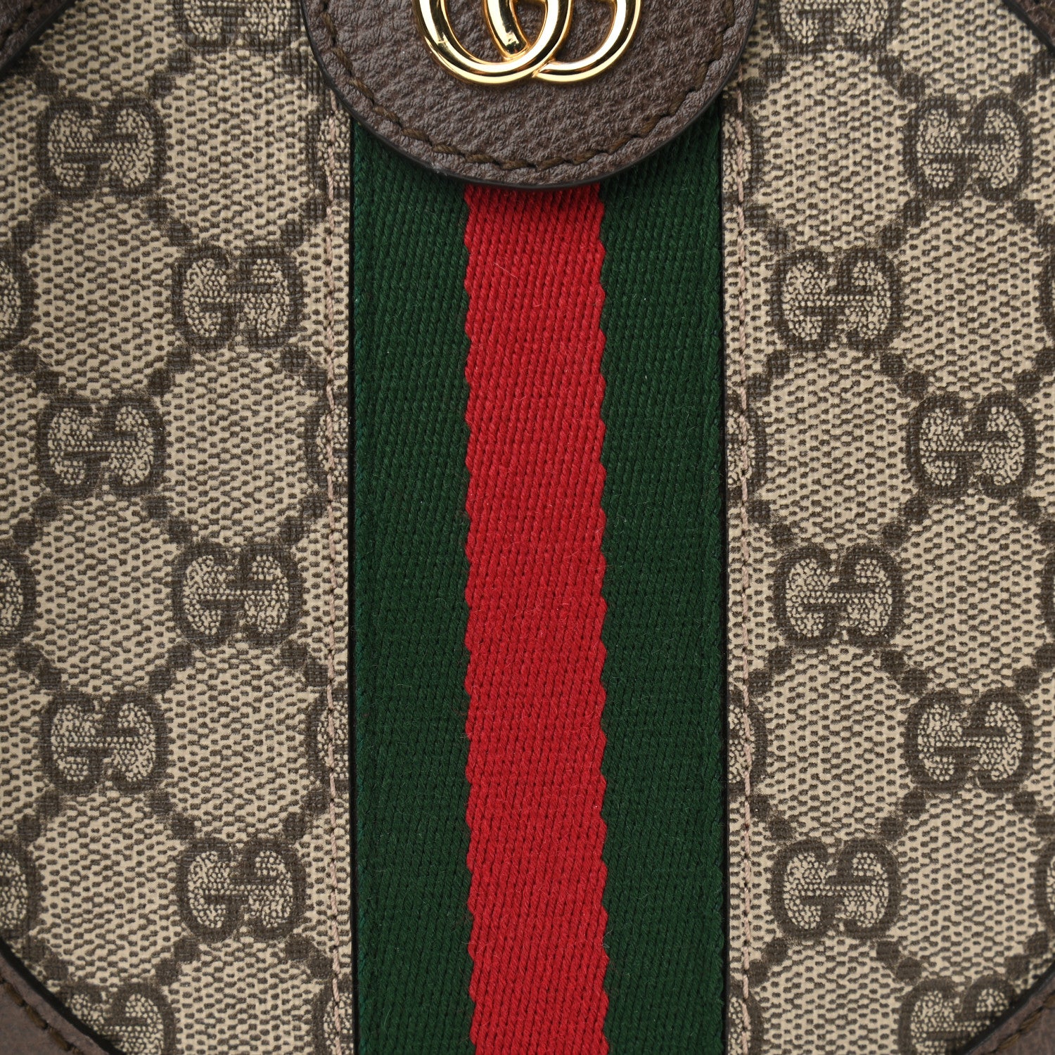Gucci GG Supreme Monogram Web Mini Ophidia Round Shoulder Bag Brown 9 of 12