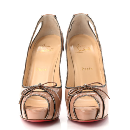 Christian Louboutin Patent Colbina 120 Pumps 37.5 Nude Silver 2 of 9