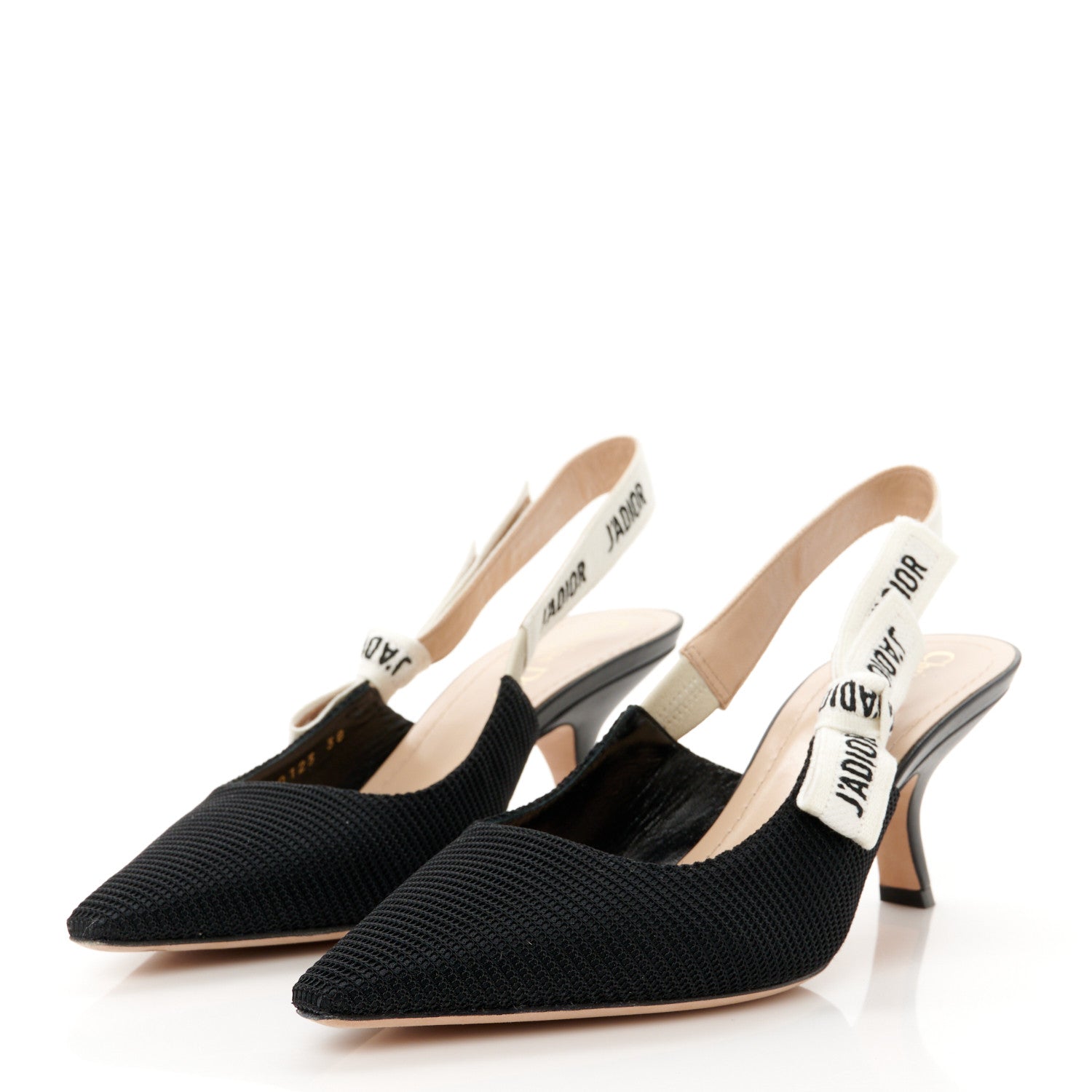 Christian Dior Technical Canvas Ribbon J Adior Slingback 65mm Pumps 38 Black 4 of 10