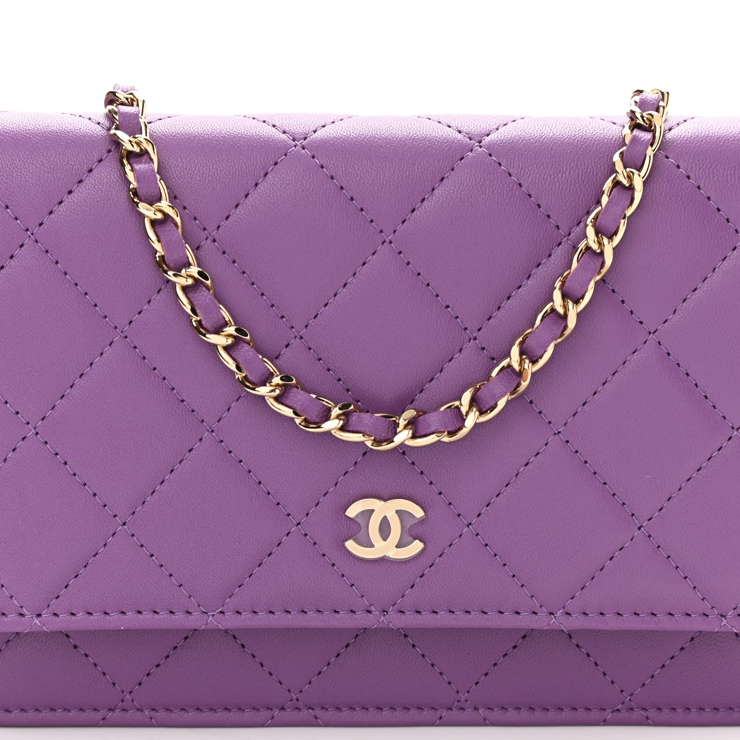 Chanel Lambskin Quilted Wallet On Chain WOC Purple 6 of 11