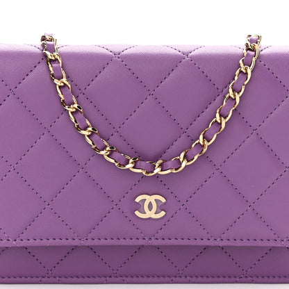 Chanel Lambskin Quilted Wallet On Chain WOC Purple 6 of 11