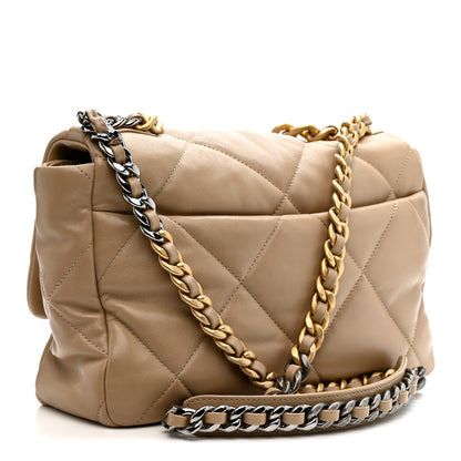 Chanel Lambskin Quilted Large Chanel 19 Flap Beige 3 of 10