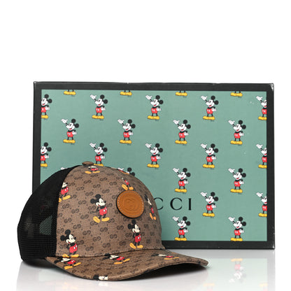 Gucci X DISNEY Mini Vintage GG Supreme Monogram Mickey Mouse Baseball Hat M Beige Vintage Sun Oil 9 of 9