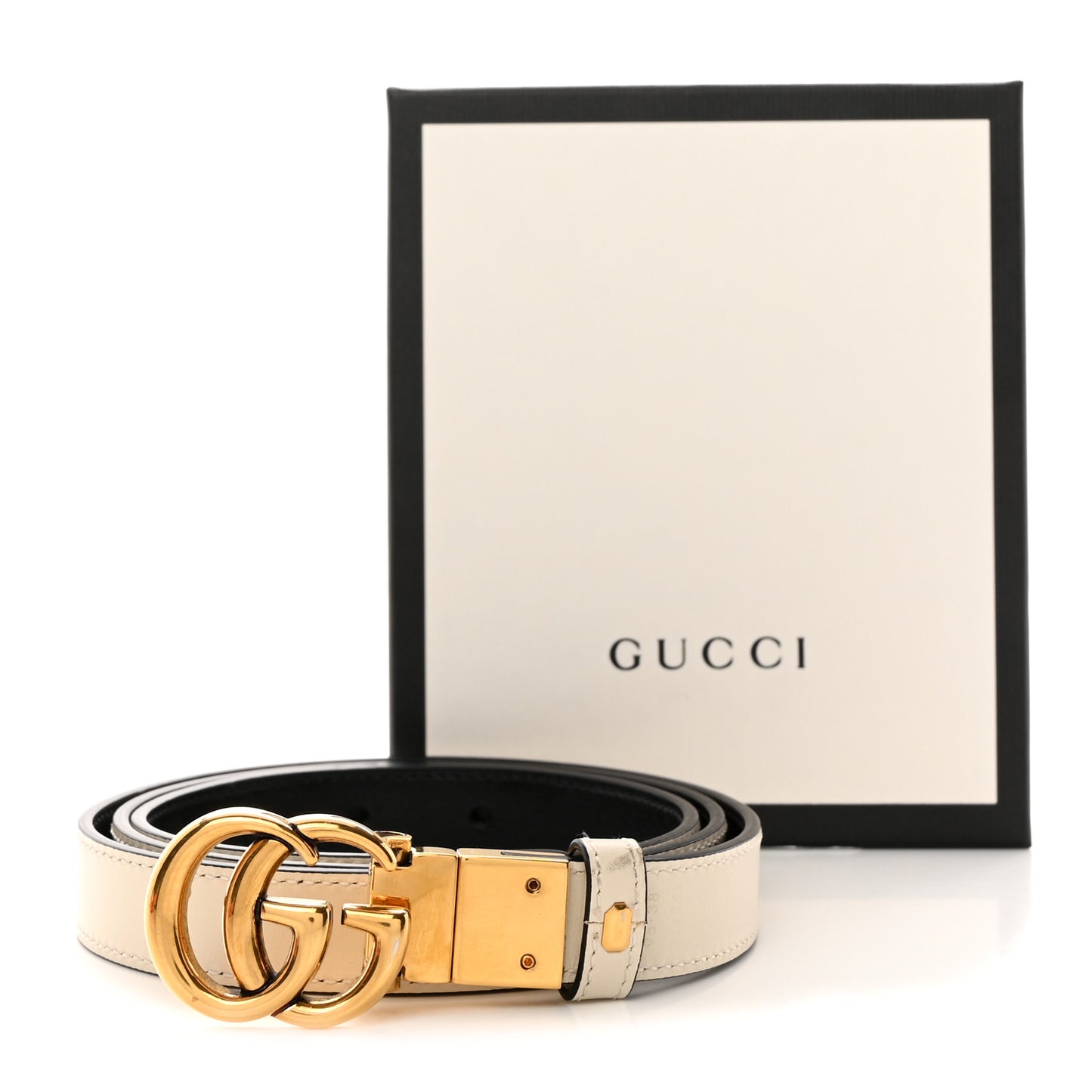Plutone Calfskin Double G Reversible 20mm Belt 95 38 Black White