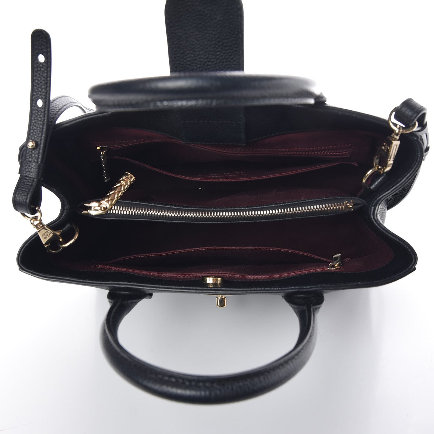 Grained Calfskin Small Neo Executive Shopper Tote Black