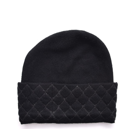 Chanel Cashmere Blend CC Beanie Hat Black 3 of 4