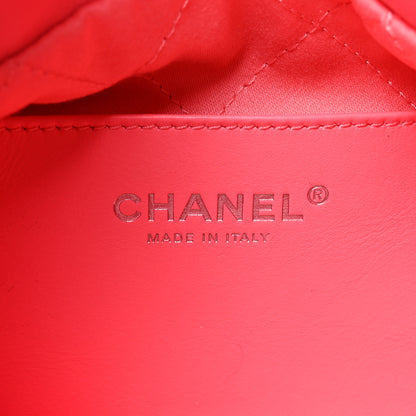 Chanel Shiny Calfskin Quilted Rainbow Metal Mini Chanel 22 Coral Pink 6 of 11
