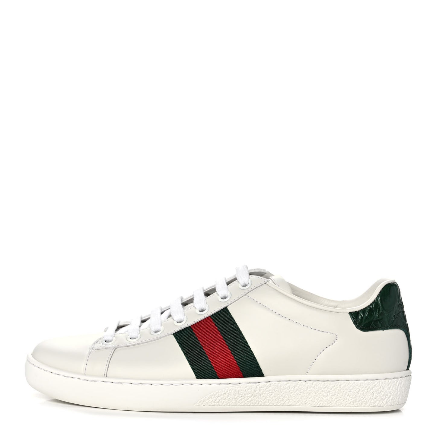 Calfskin Crocodile Web Womens Ace Sneakers 36.5 White Green
