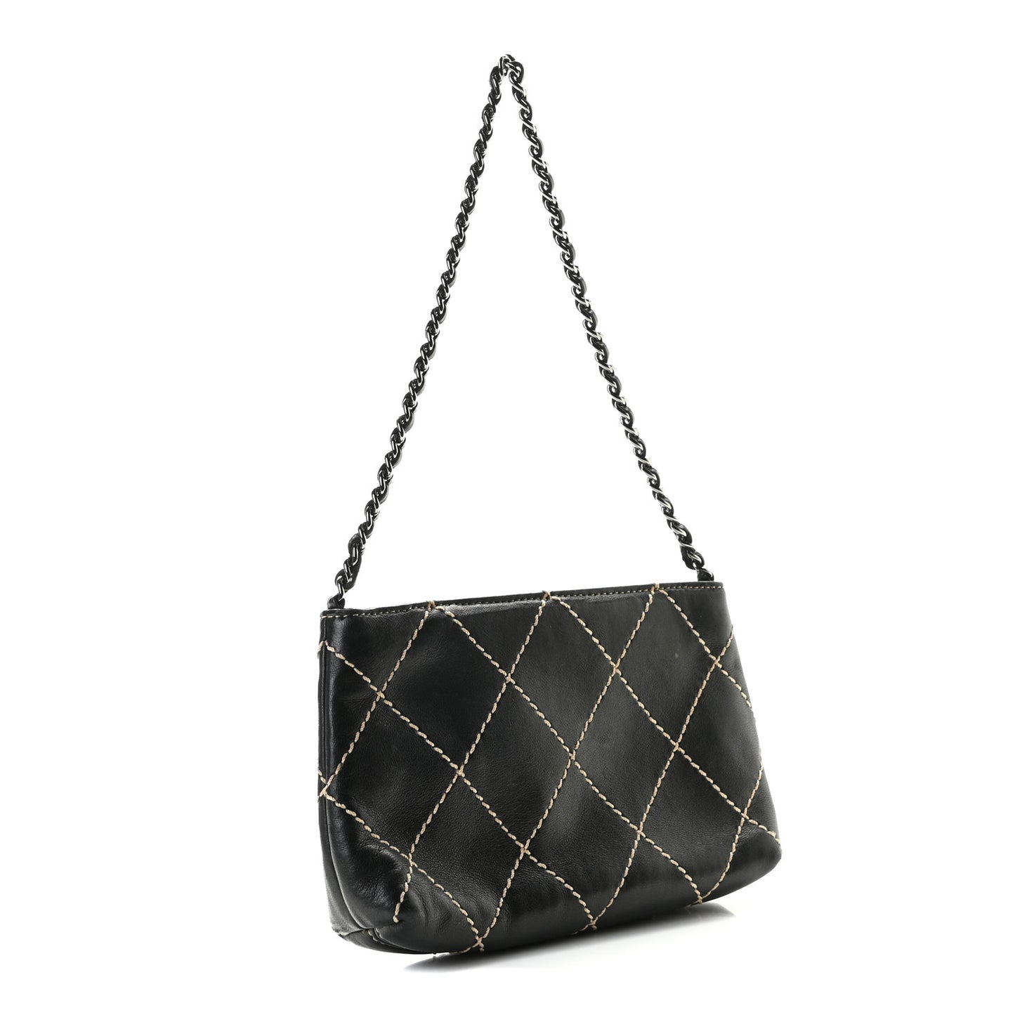 Lambskin Surpique Stitch Pochette Black