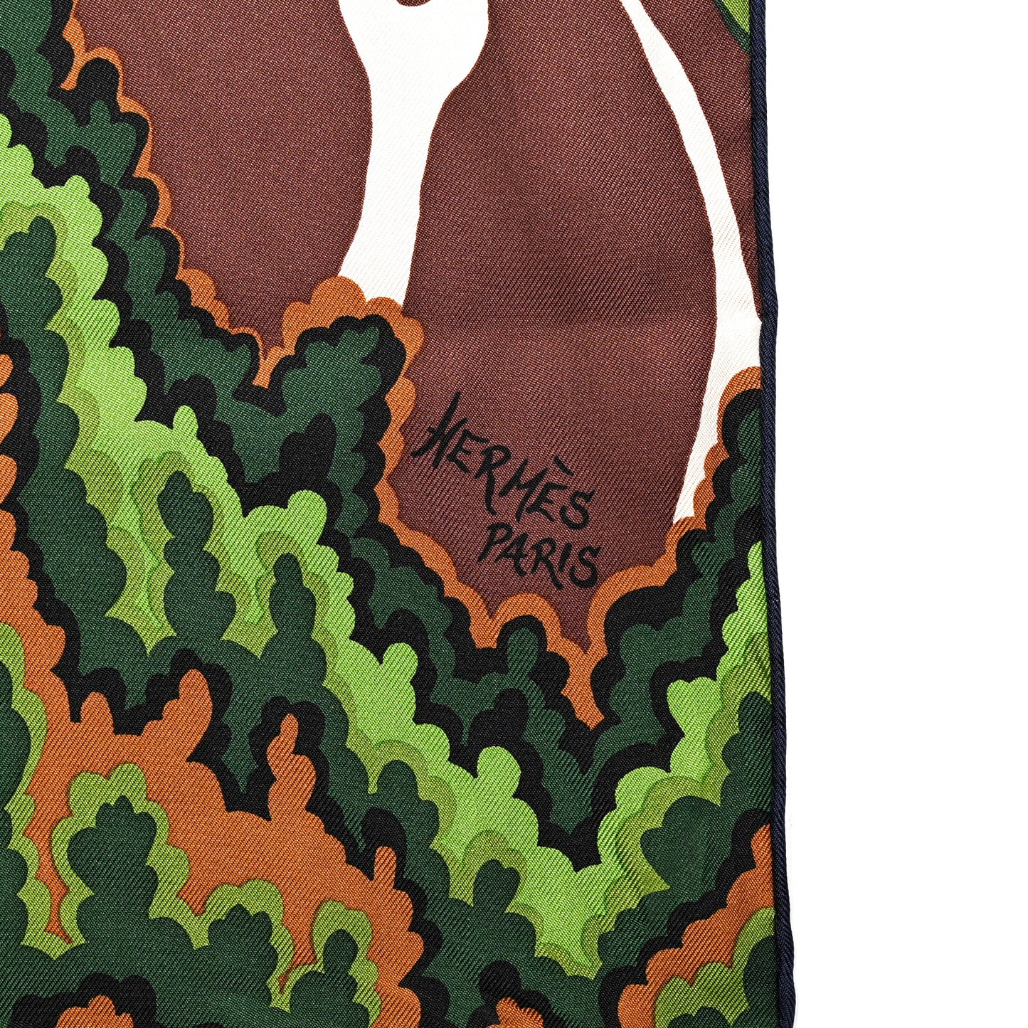 Silk The Three Graces Scarf 90 Bleu Vif Marron Vert