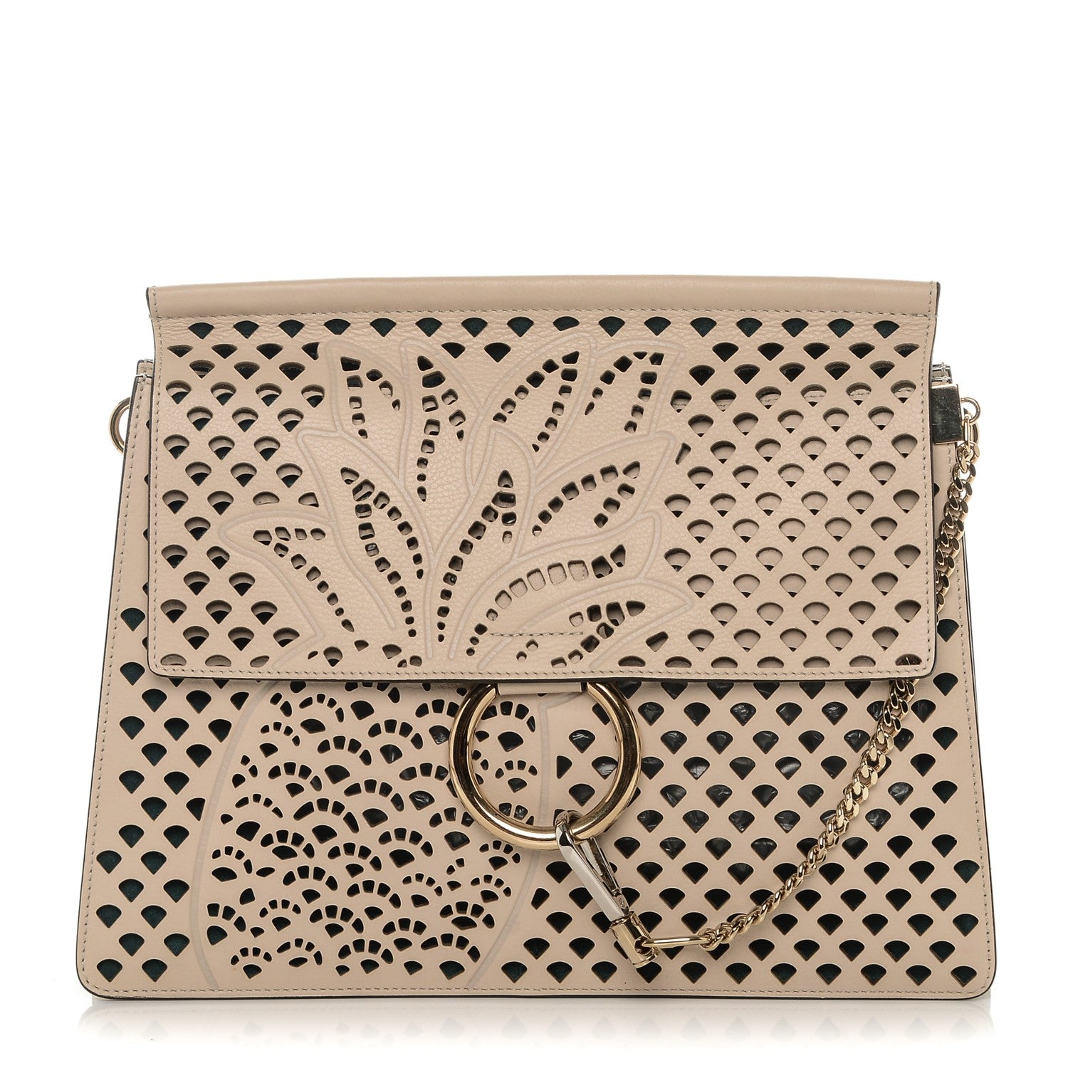 Chloe Calfskin Pineapple Perforated Medium Faye Shoulder Bag Abstract White 1 of 6