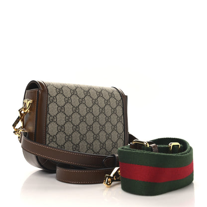 Gucci GG Supreme Monogram Web Mini Horsebit 1955 Shoulder Bag Beige Brown Sugar 3 of 11