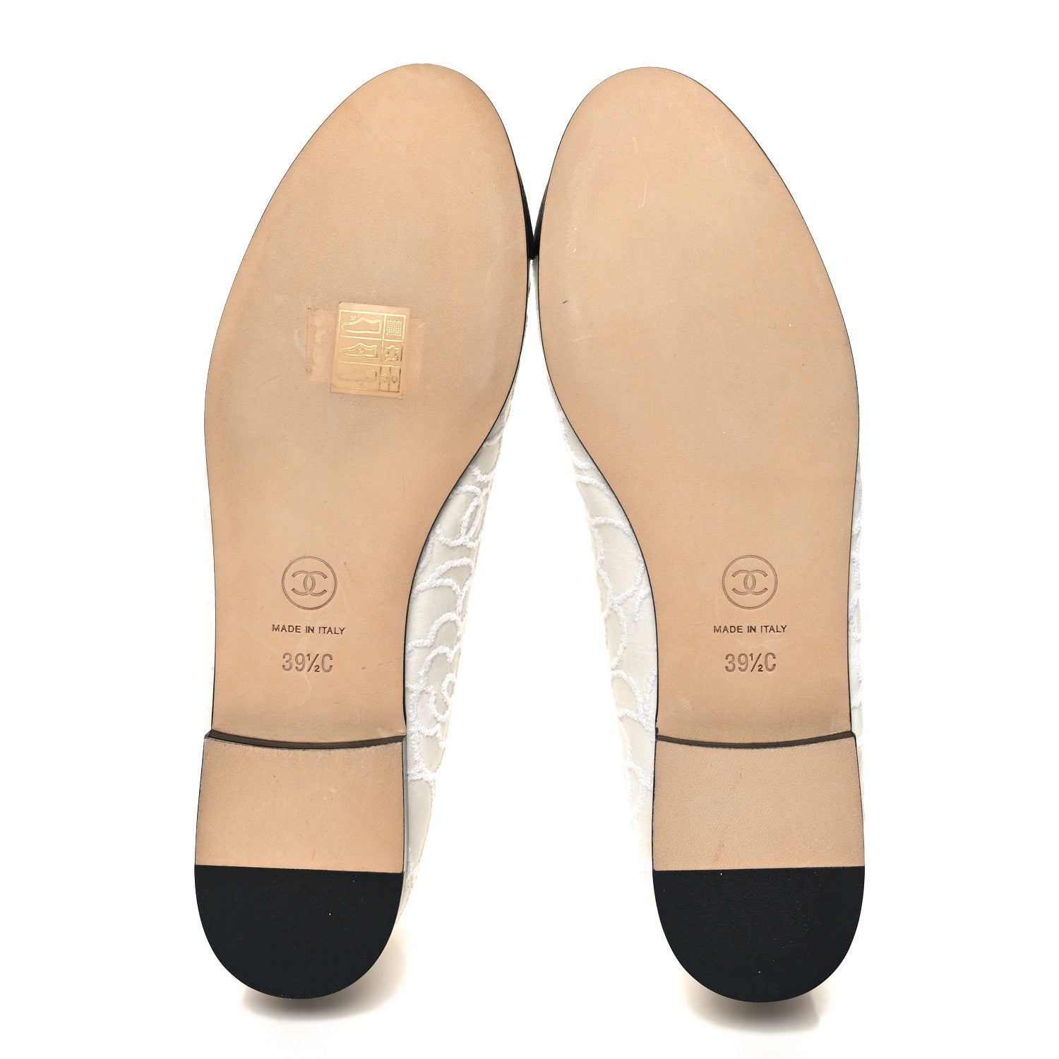 Chanel Fabric Camellia Embroidered Grosgrain Cap Toe Ballerina Flats 39.5 White Black 5 of 10