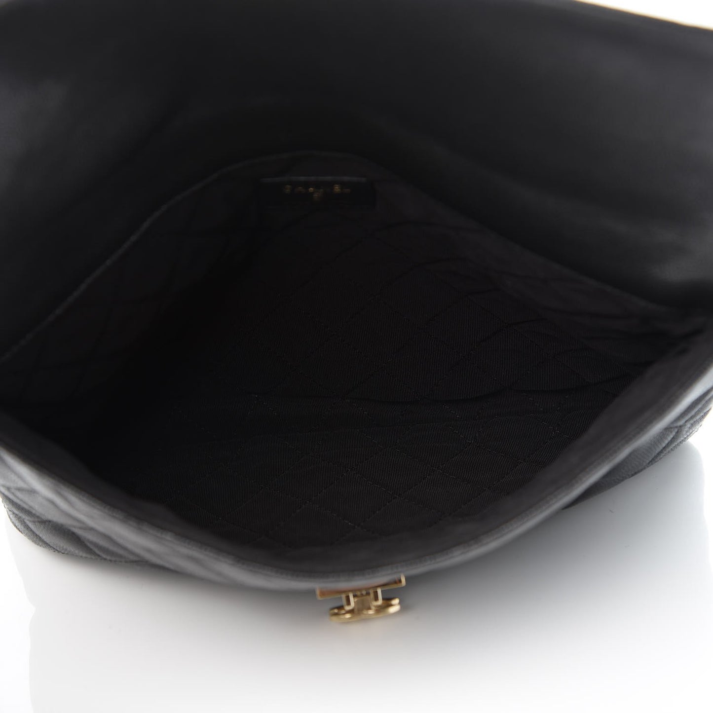 Caviar Quilted Medium Golden Class Pouch Black