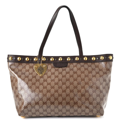 Gucci Crystal Monogram Medium Babouska Shopping Tote Dark Brown 1 of 11