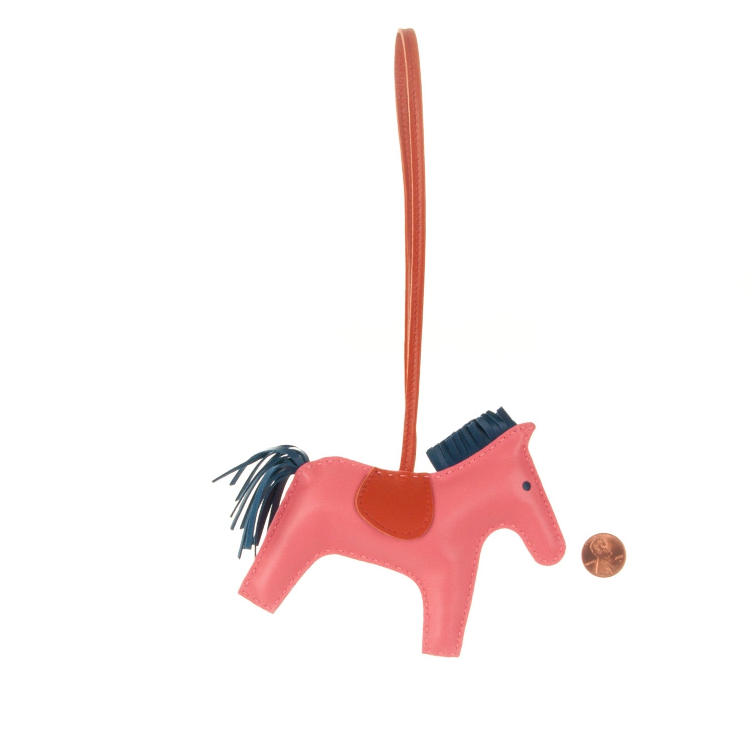 Hermes Milo Lambskin Grigri Rodeo Horse Bag Charm MM Rose Azalee Cornaline Bleu De Malte 2 of 3