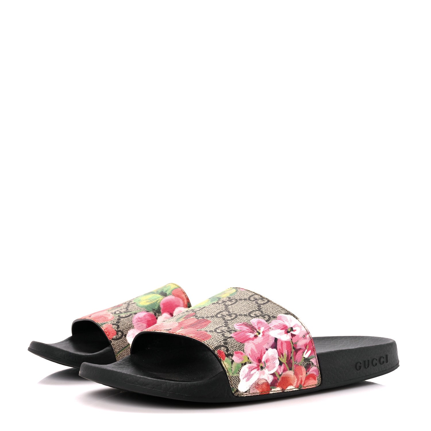 Gucci GG Supreme Monogram Blooms Slide Sandals 38 Beige Multicolor 3 of 9