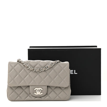 Chanel Lambskin Quilted Mini Rectangular Flap Grey 13 of 13