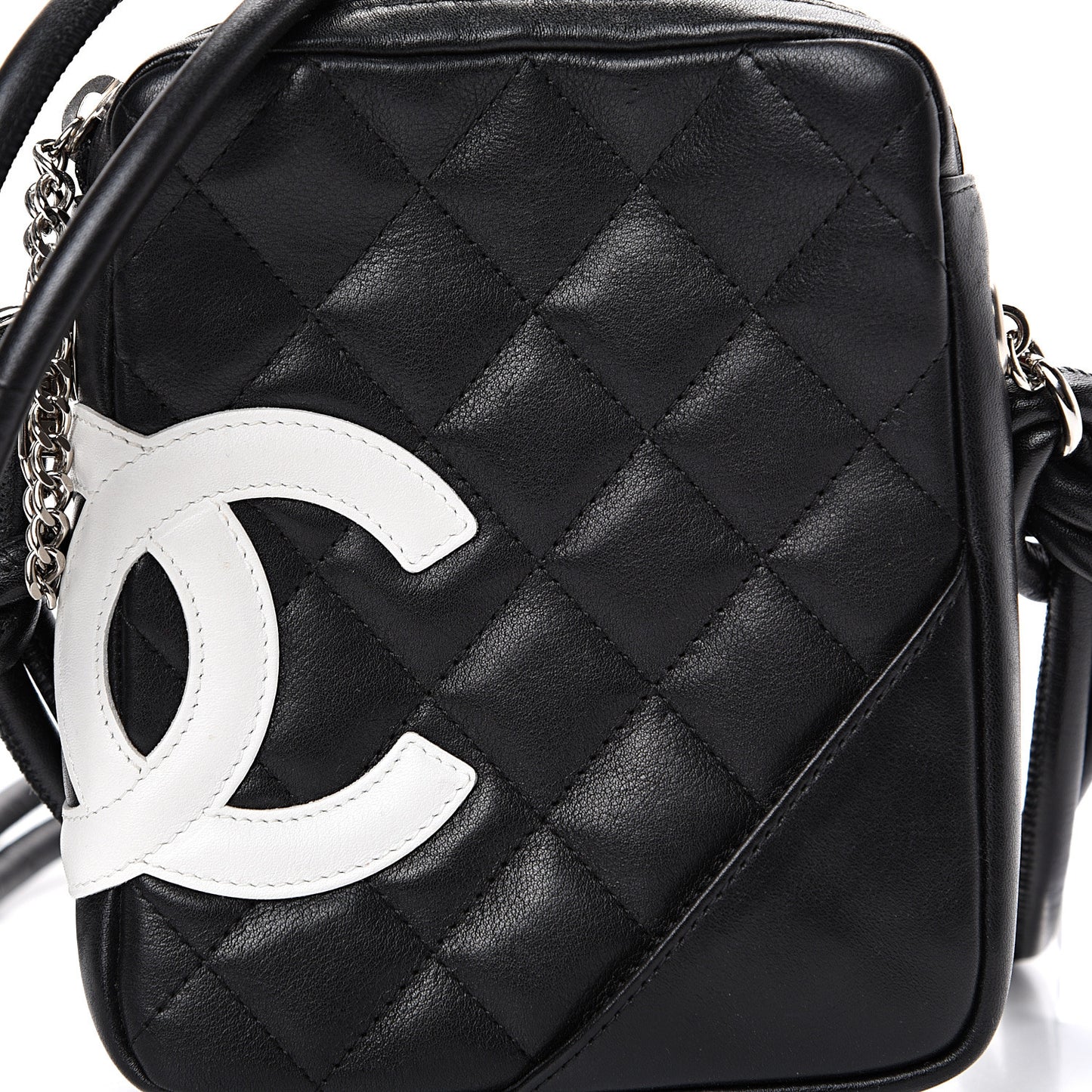 Calfskin Quilted Small Cambon Messenger Black White
