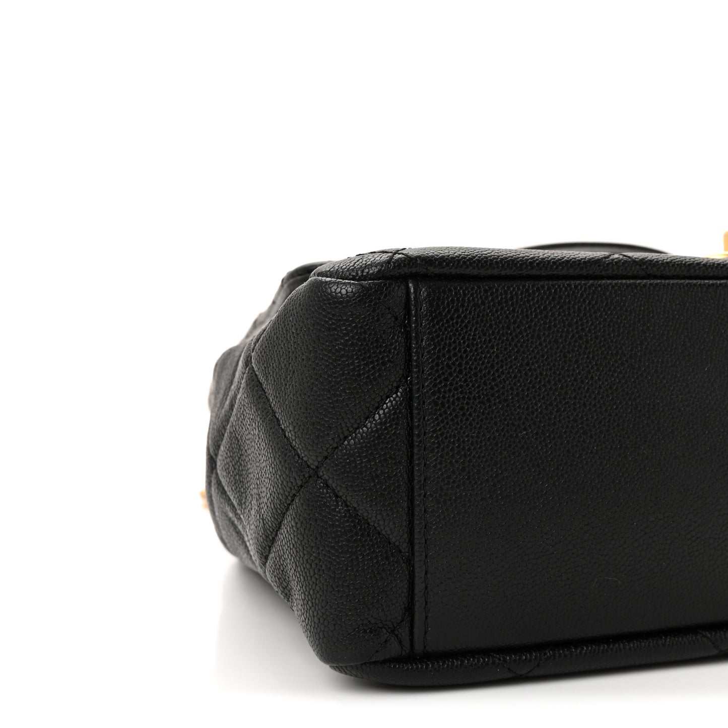 Caviar Quilted Small Top Handle Flap Black