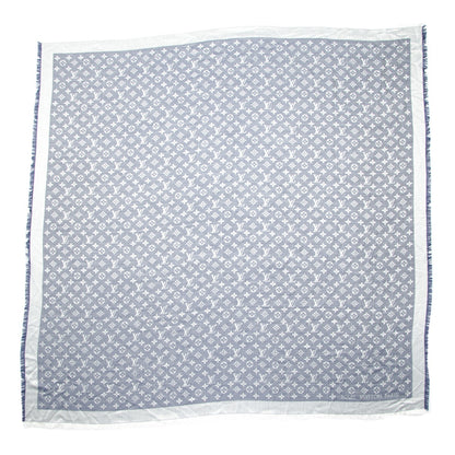 Louis Vuitton Silk Wool Monogram Denim Shawl Blue 3 of 5