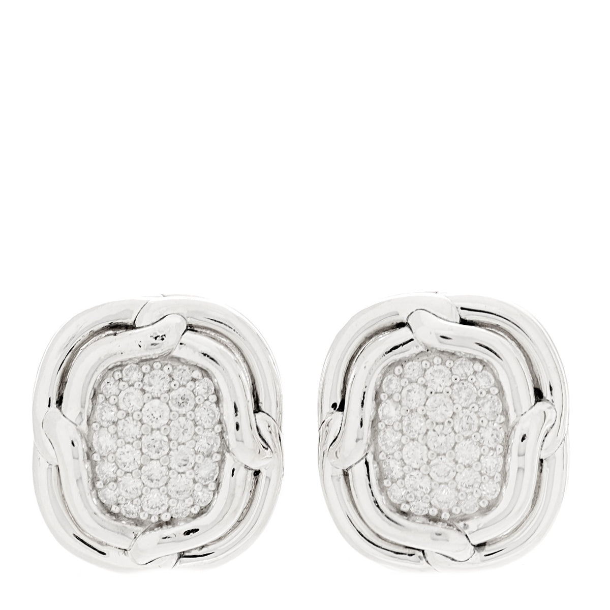 David Yurman Sterling Silver Diamond Labyrinth Pave Earrings 1 of 4