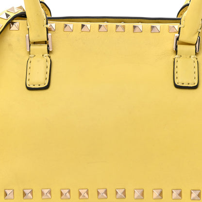 Valentino Garavani Vitello Rockstud Double Top Handle Satchel Naples Yellow 9 of 16