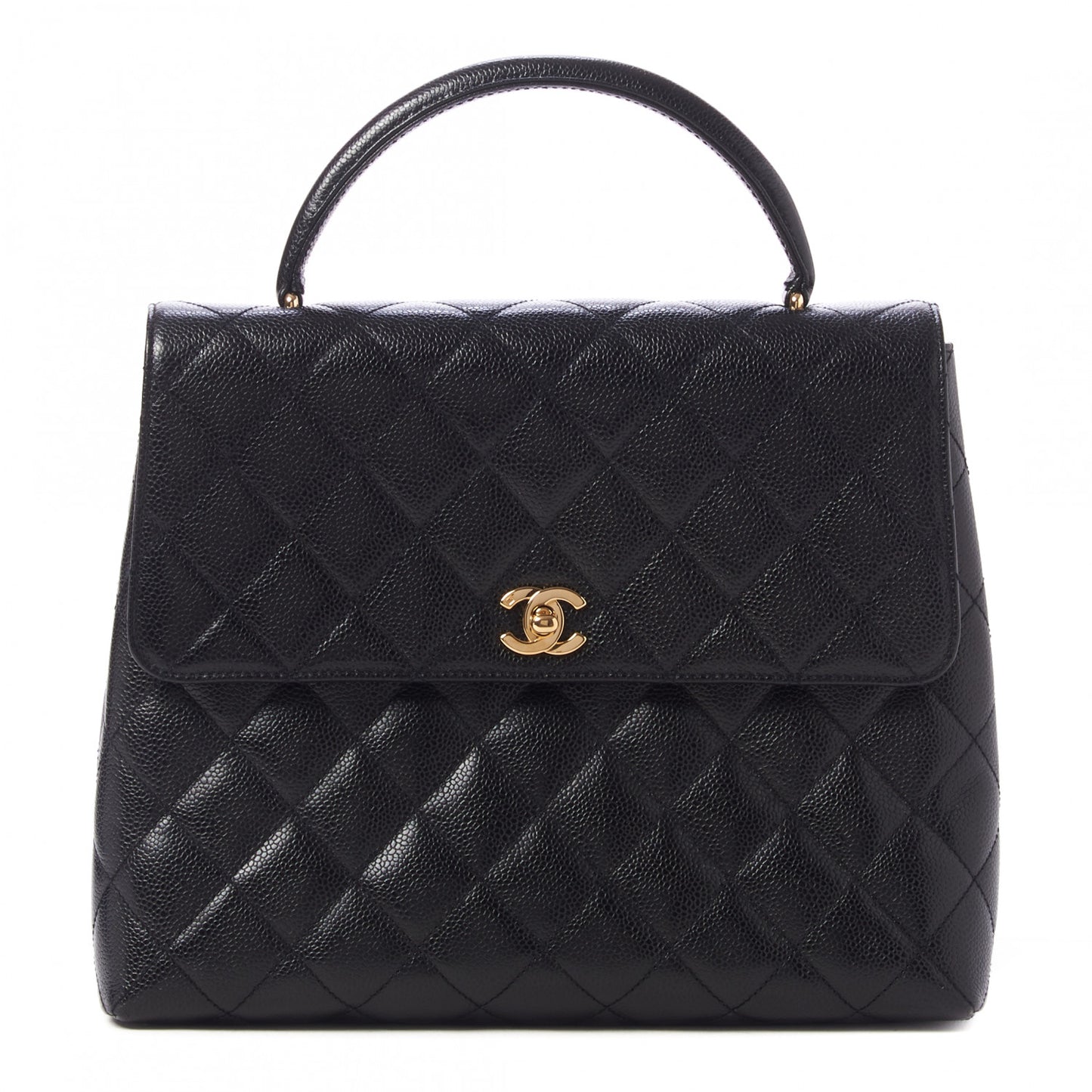 Caviar Quilted Jumbo Kelly Flap Black
