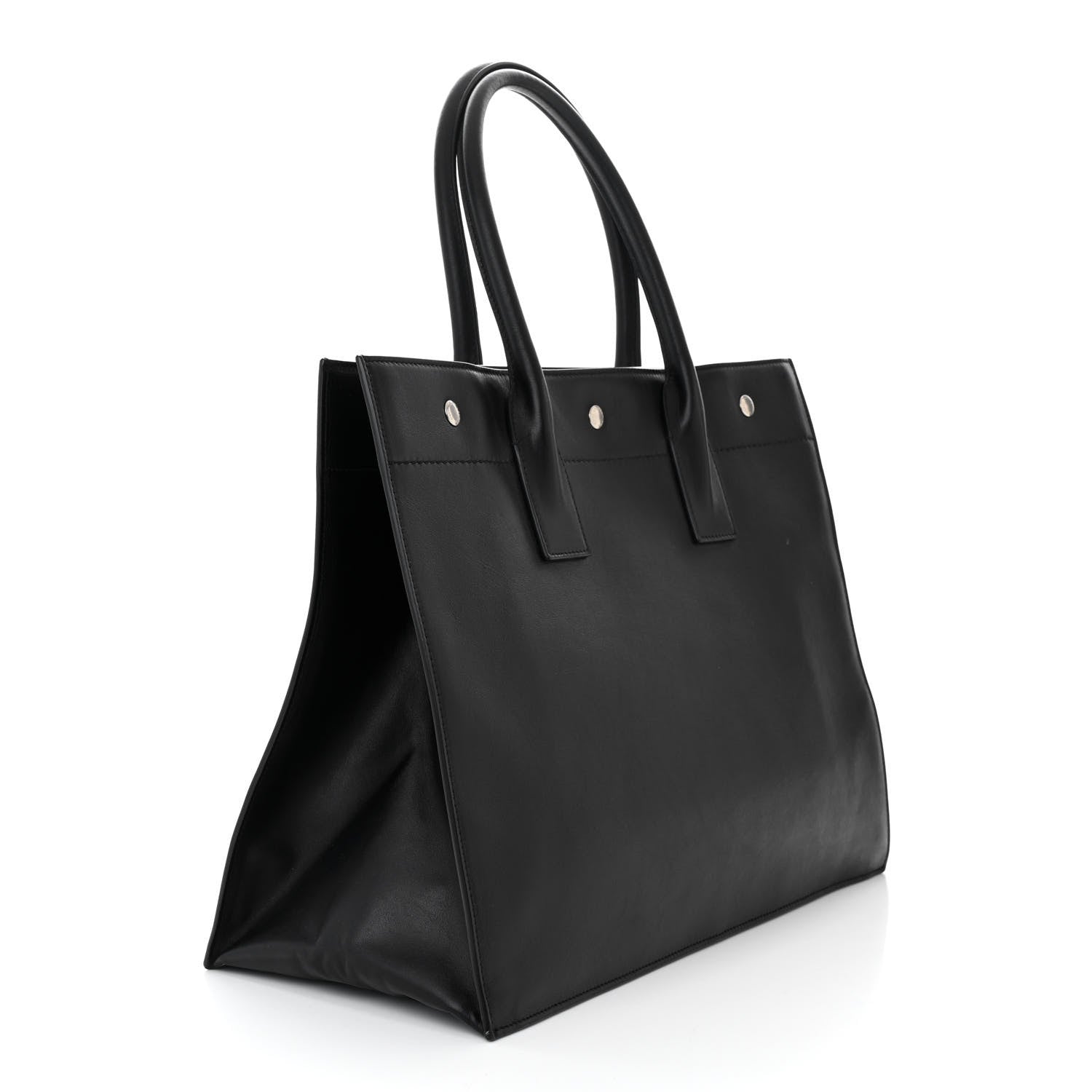 Saint Laurent Smooth Calfskin Rive Gauche Small Tote Black 2 of 9