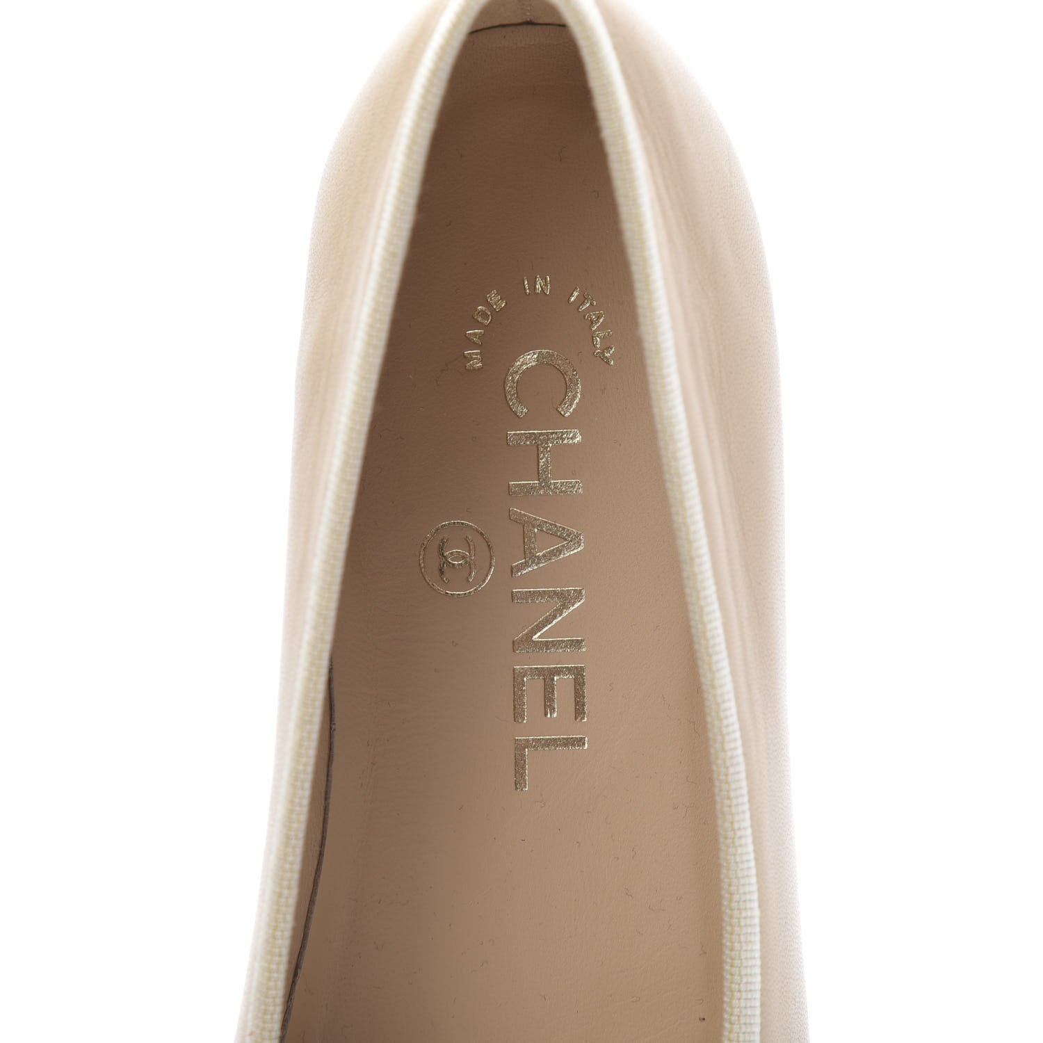 Chanel Lambskin CC Cap Toe Ballerina Flats 37 Beige Black 7 of 9