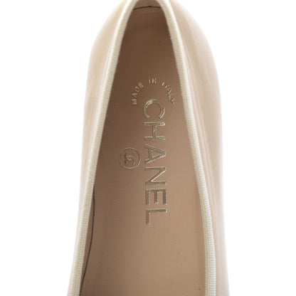 Chanel Lambskin CC Cap Toe Ballerina Flats 37 Beige Black 7 of 9