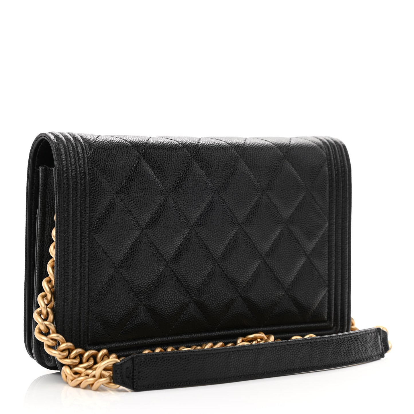 Caviar Quilted Boy Wallet On Chain WOC Black