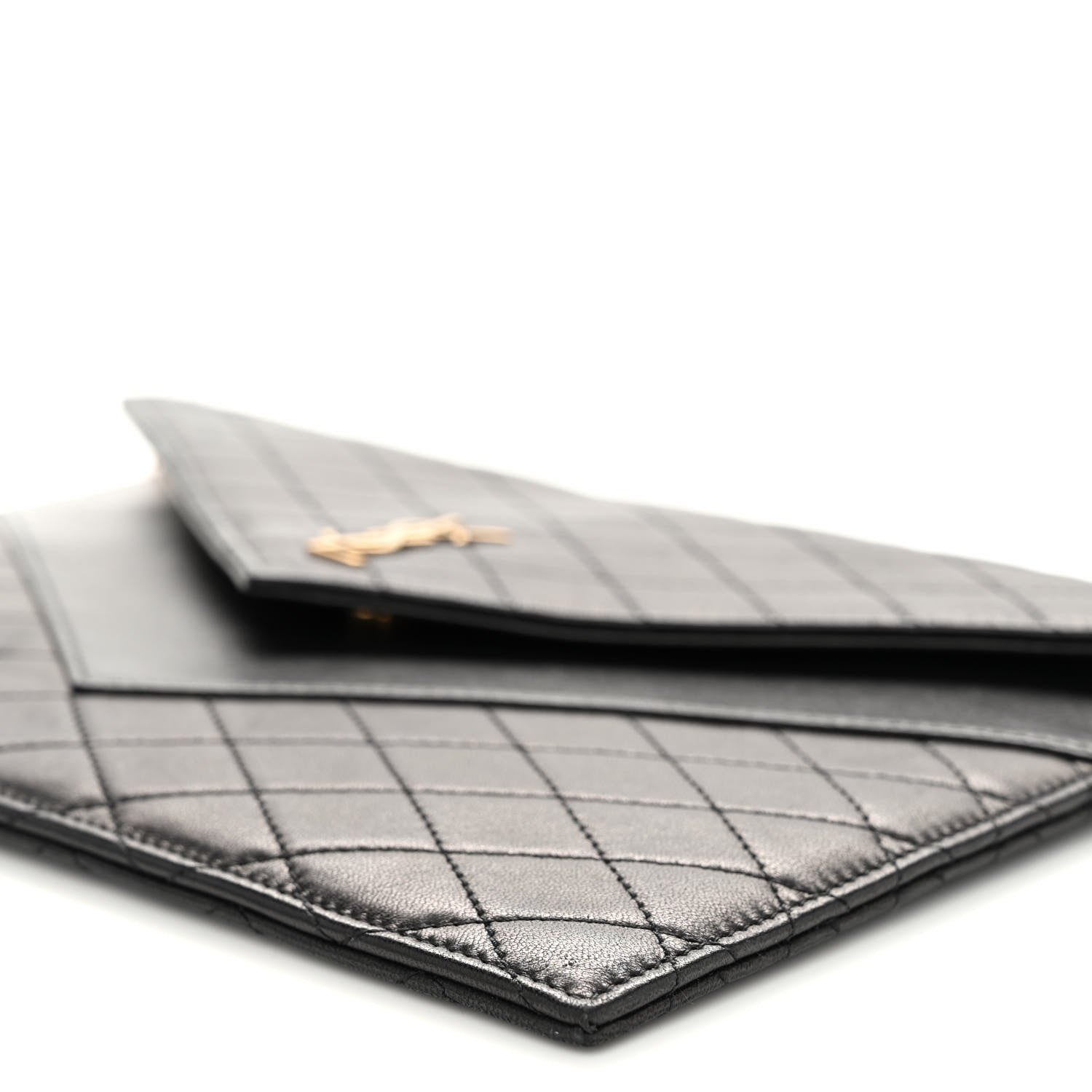 Saint Laurent Lambskin Quilted Double Flap Chain Pouch Black 9 of 9