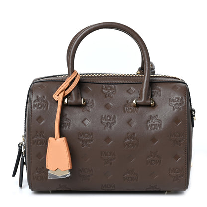 MCM Calfskin Ottomar Monogram Essential Boston Bag Chestnut 1 of 8