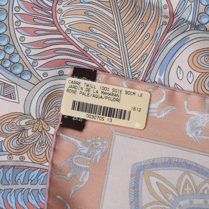 Hermes Silk Le Jardin De La Maharani Scarf 90 Rose Pale Aqua Poudre 4 of 4