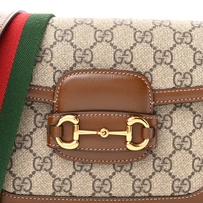 Gucci GG Supreme Monogram Web Mini Horsebit 1955 Shoulder Bag Beige Brown Sugar 8 of 10