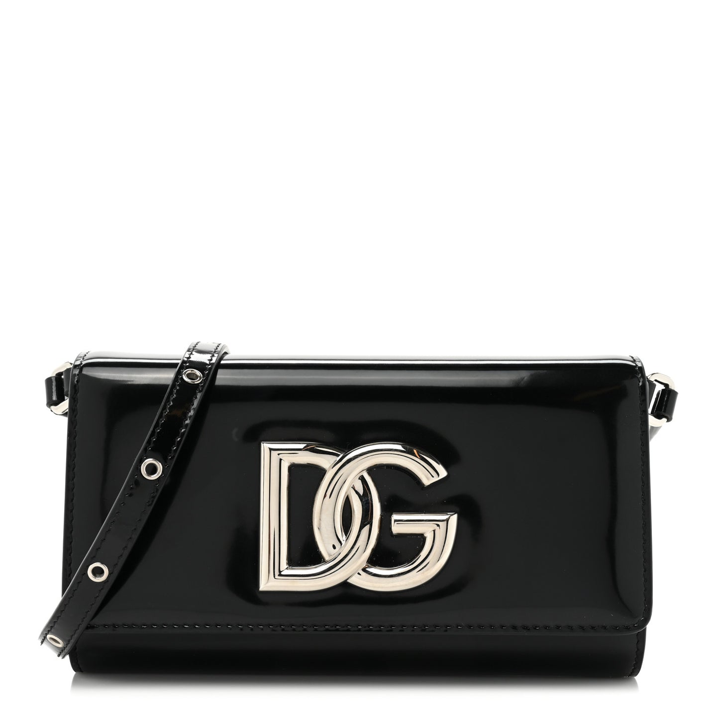 Patent Calfskin Clutch Black