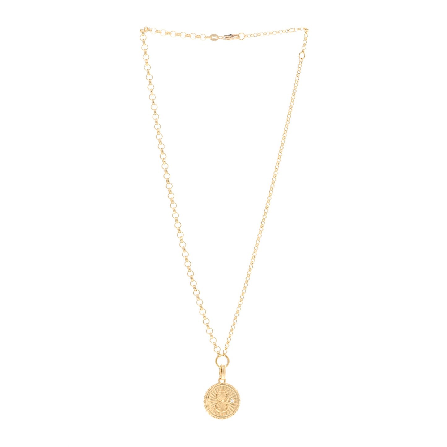 18K Yellow Gold Diamond Medium Karma Open Belcher Chain Necklace