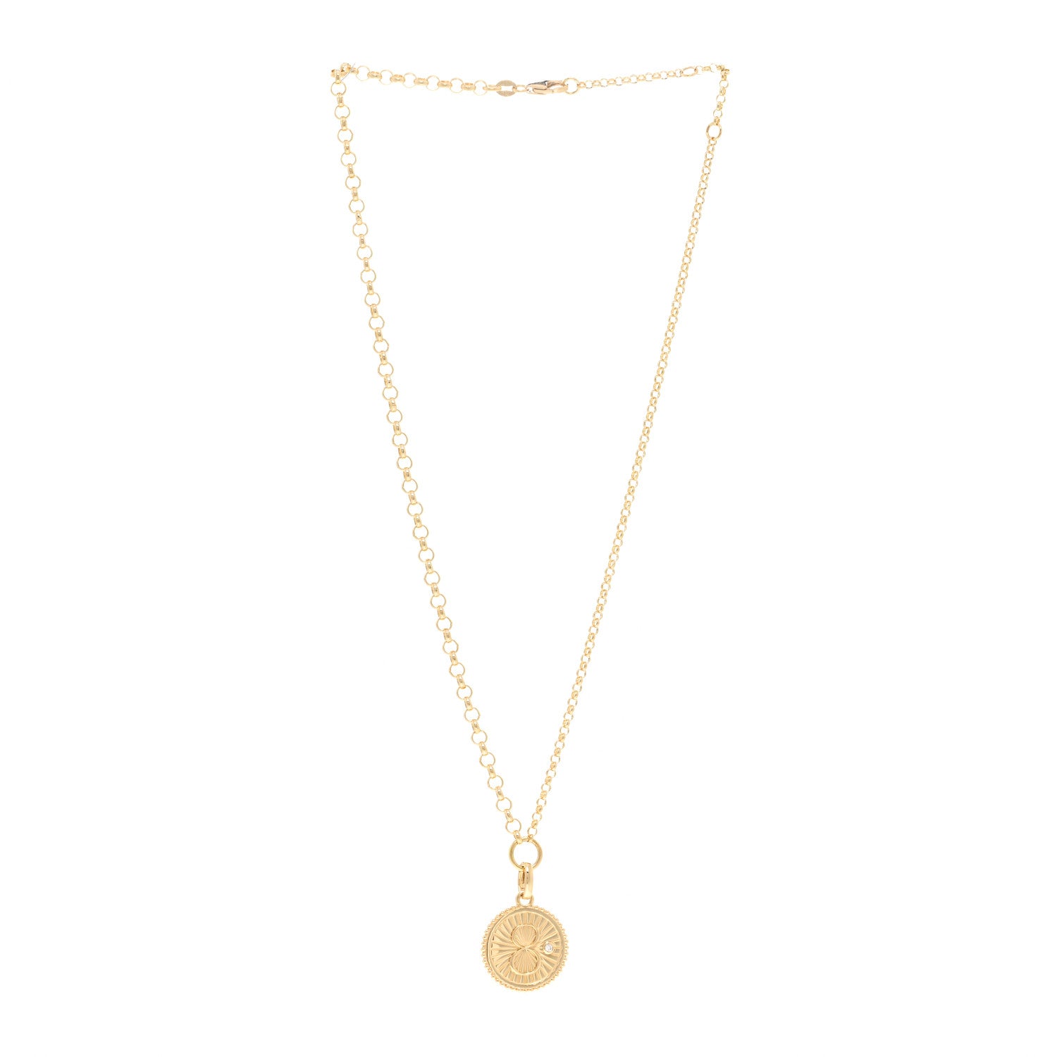 Foundrae 18K Yellow Gold Diamond Medium Karma Open Belcher Chain Necklace 3 of 6