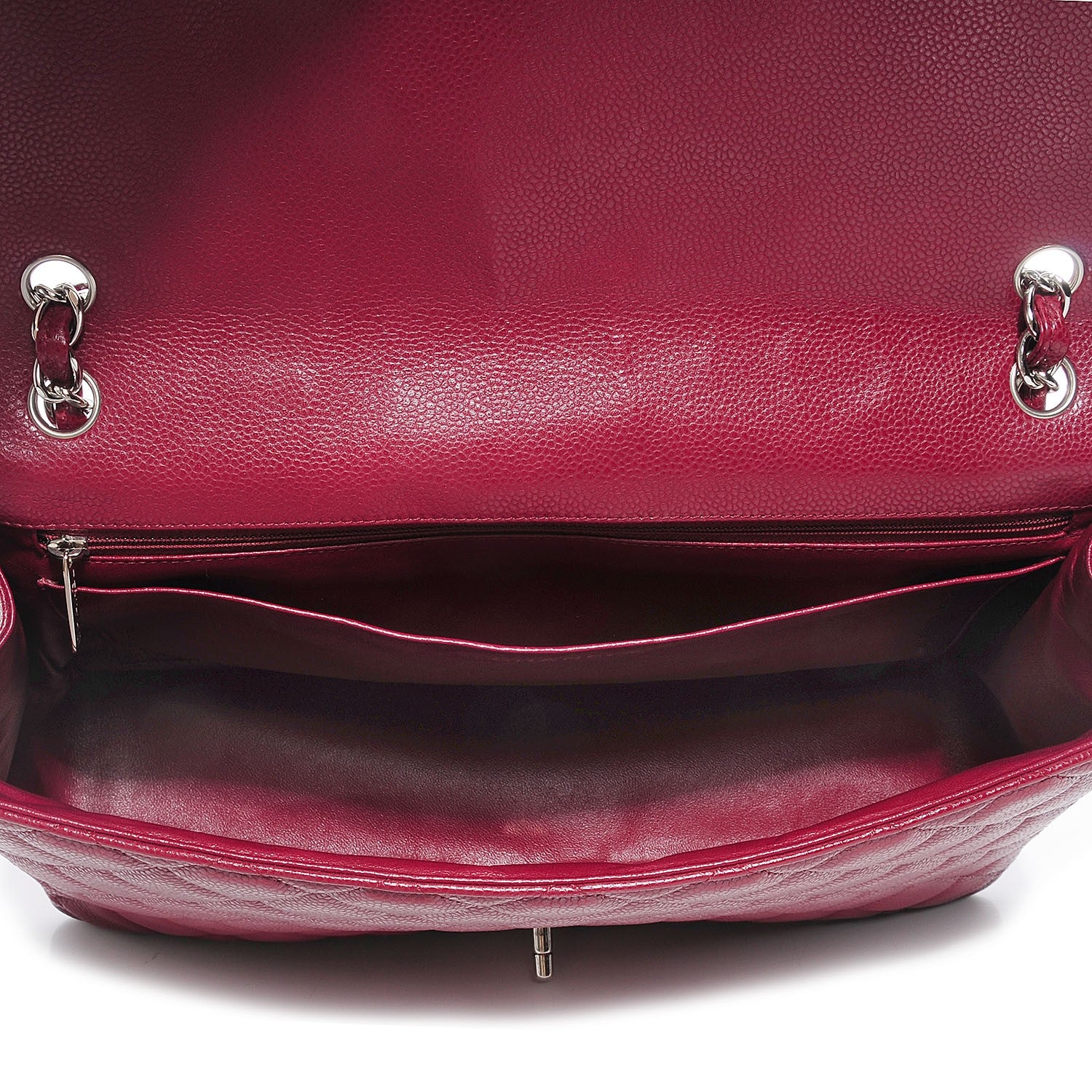 Chanel Caviar Maxi Single Flap Dark Red 8 of 8
