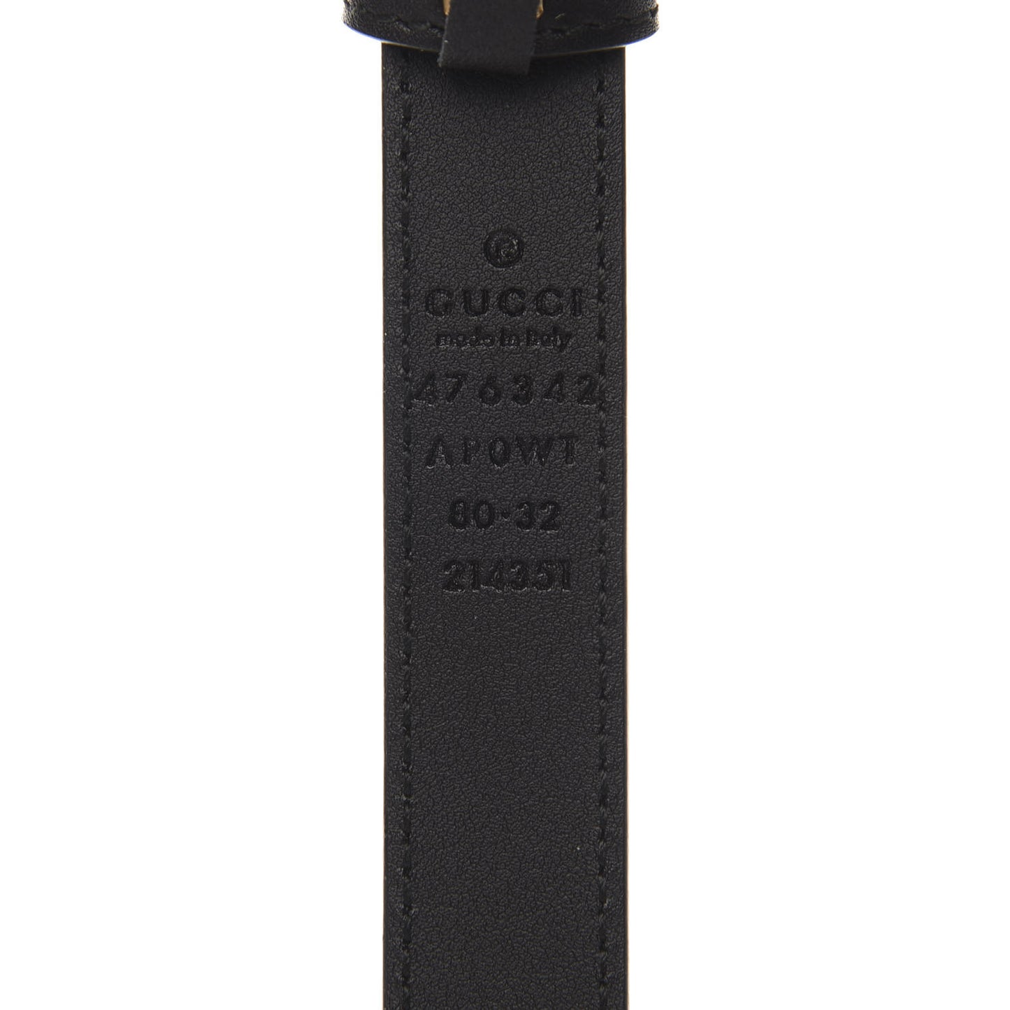 Moon Calfskin Pearl Double G 20mm Belt 80 32 Black Cream