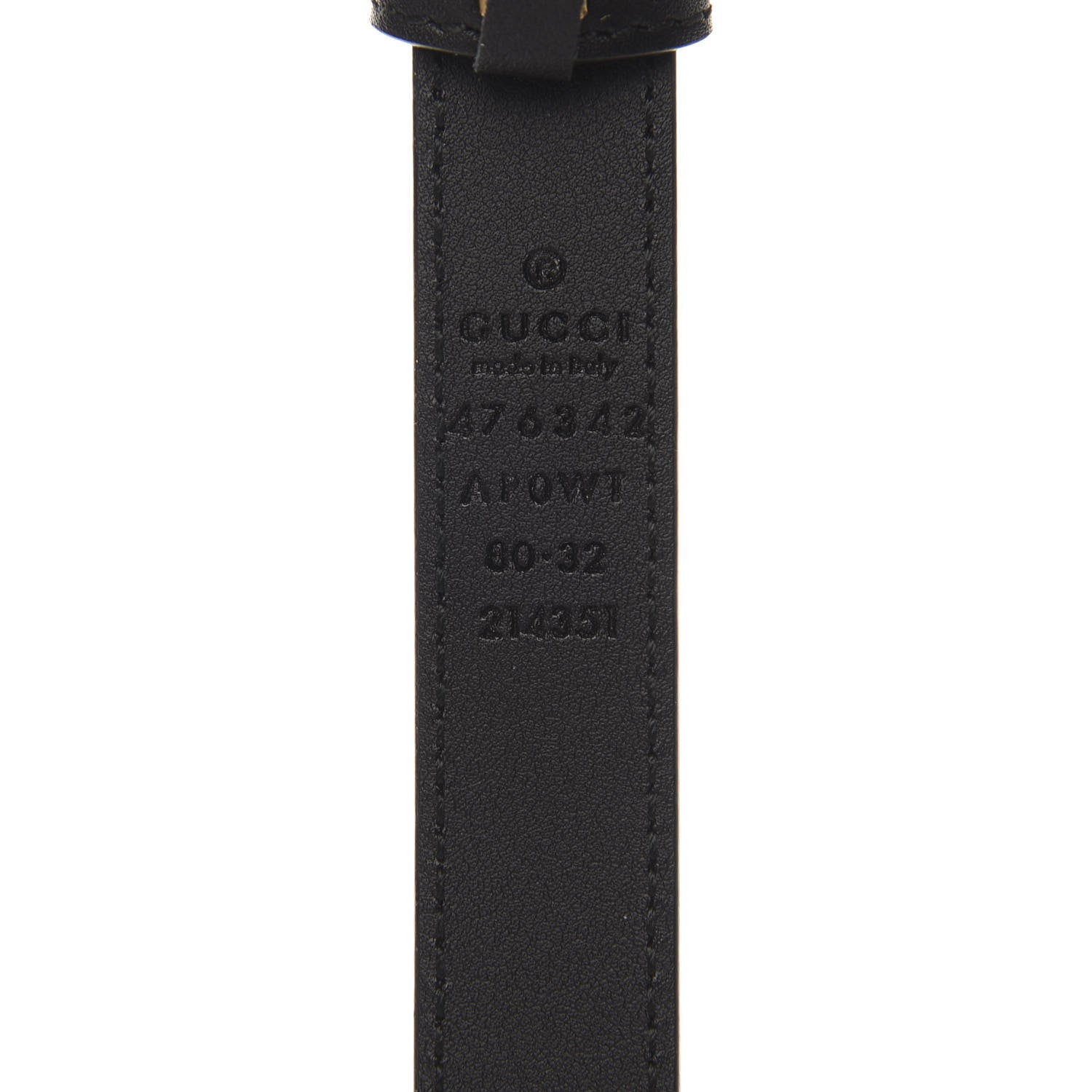 Gucci Moon Calfskin Pearl Double G 20mm Belt 80 32 Black Cream 3 of 4