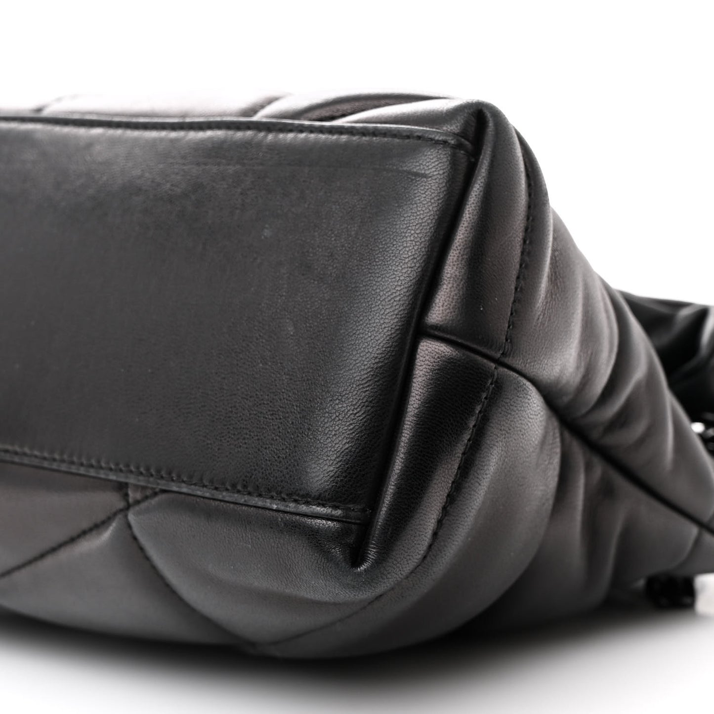 Lambskin Quilted Monogram Monochrome Medium Loulou Puffer Chain Satchel Black