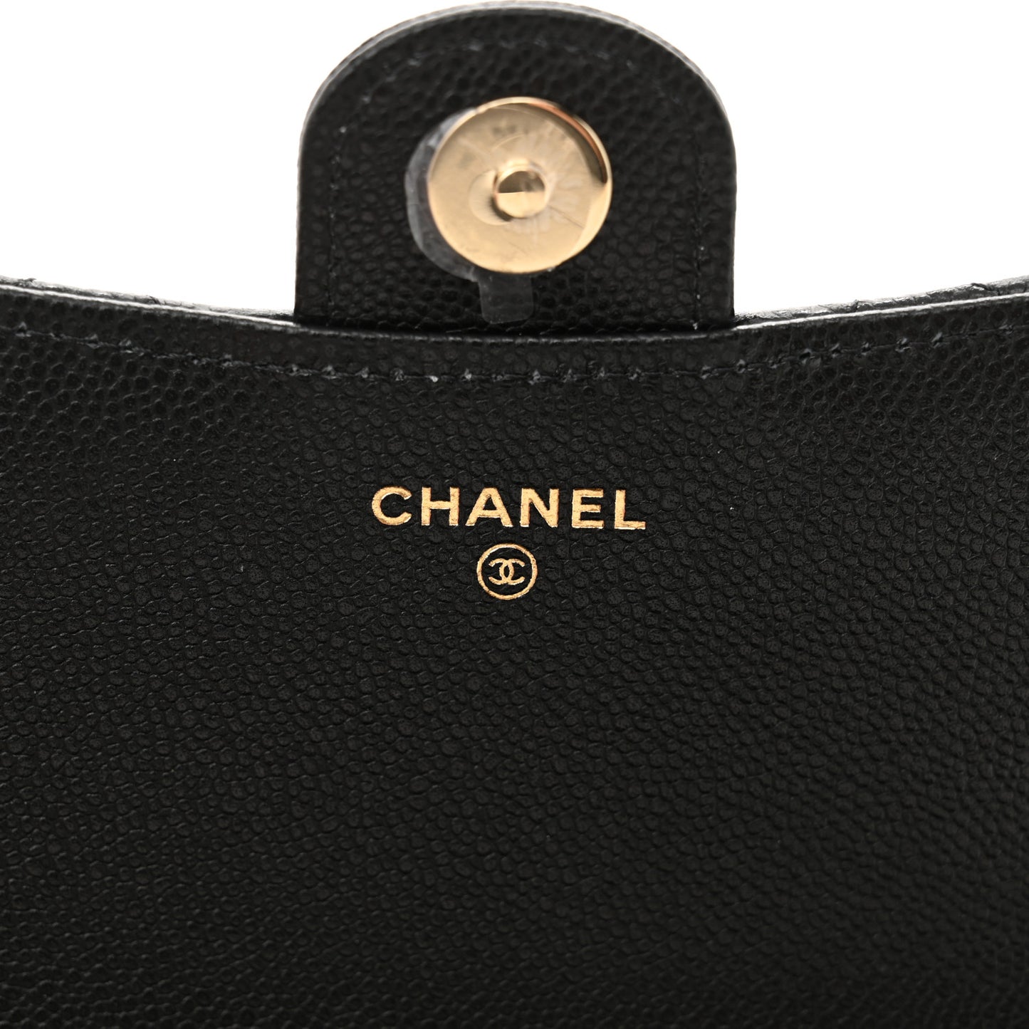Caviar Quilted Compact Wallet On Chain WOC Black