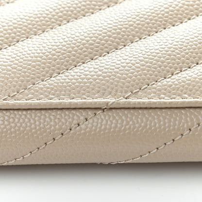 Saint Laurent Grain De Poudre Matelasse Chevron Monogram Envelope Clutch Dark Beige 12 of 13