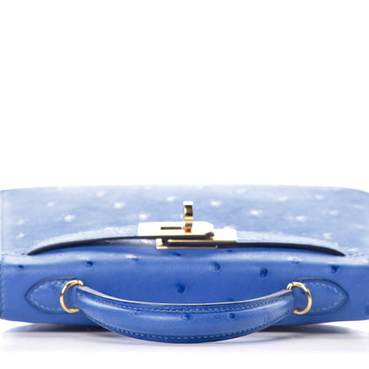 Hermes Ostrich Mini Kelly Sellier 20 Blueet 10 of 60