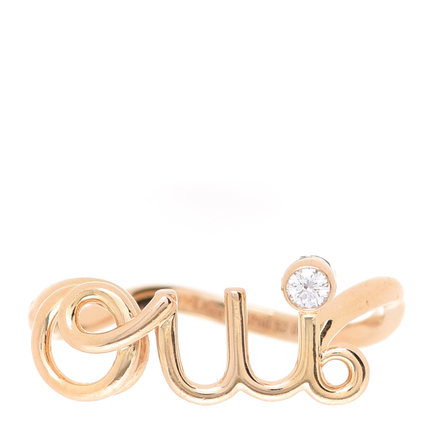 Christian Dior 18K Yellow Gold Diamond Oui Ring 52 6 1 of 5