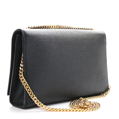 Saint Laurent Grain De Poudre Medium Classic Monogram Kate Satchel Black 3 of 11