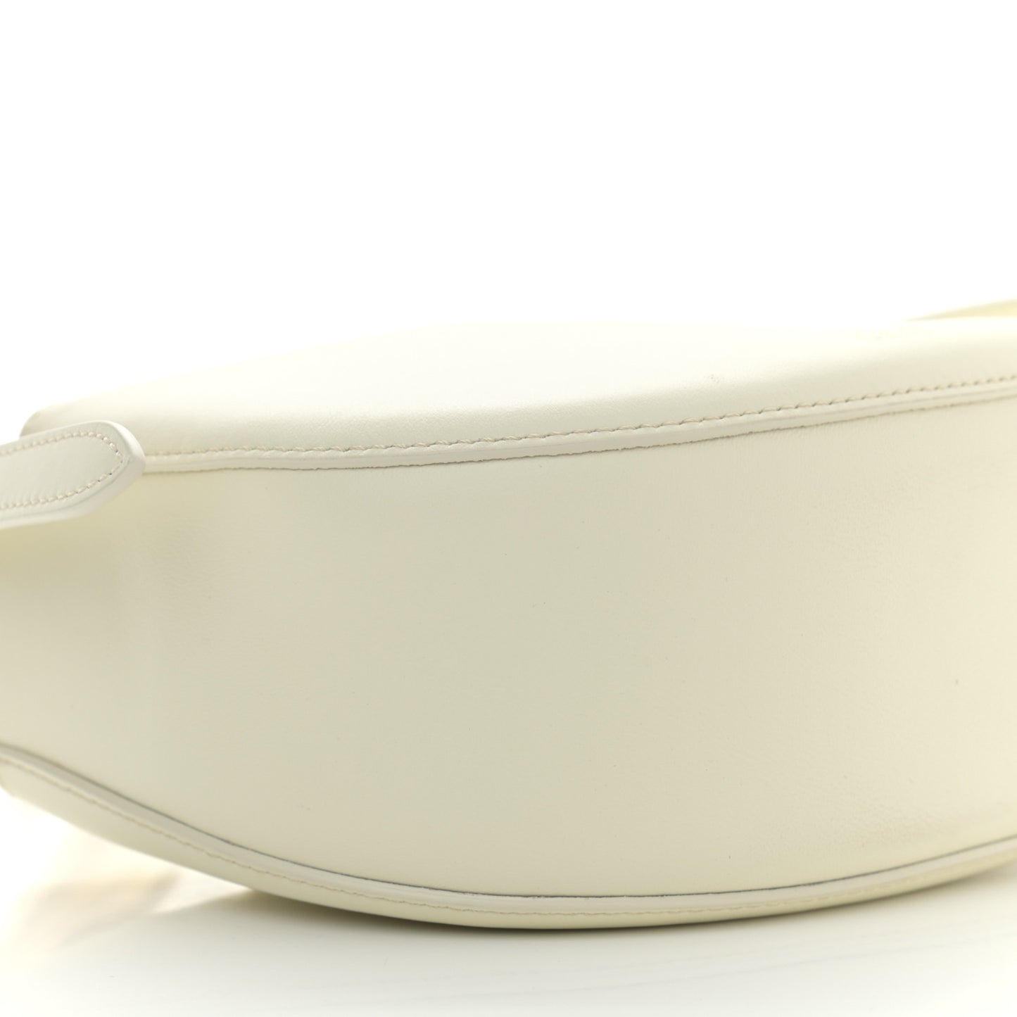Small Grain Calfskin Kiss Bag Natural White