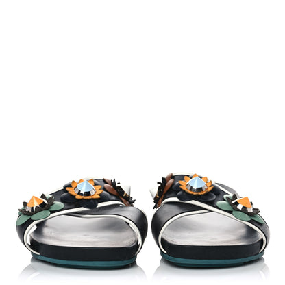 Fendi Calfskin Flowerland Studded Slide Sandals 40.5 Multicolor 2 of 8
